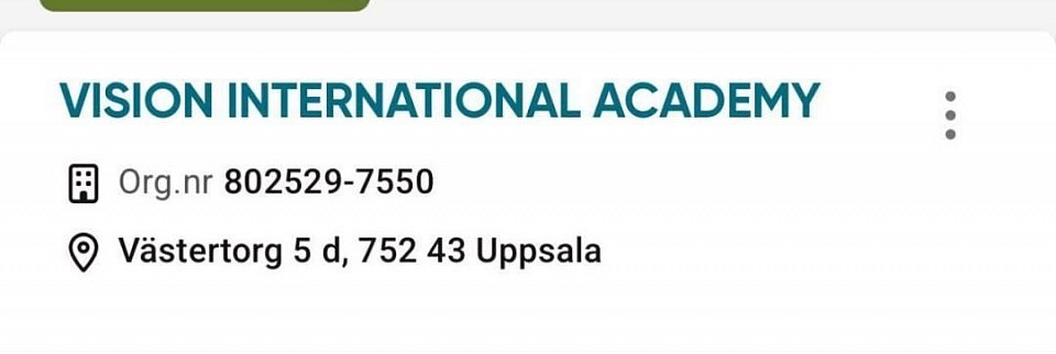 . تسجيل الأكاديمية في السويد اوبوسالا والاتحاد الأوروبي